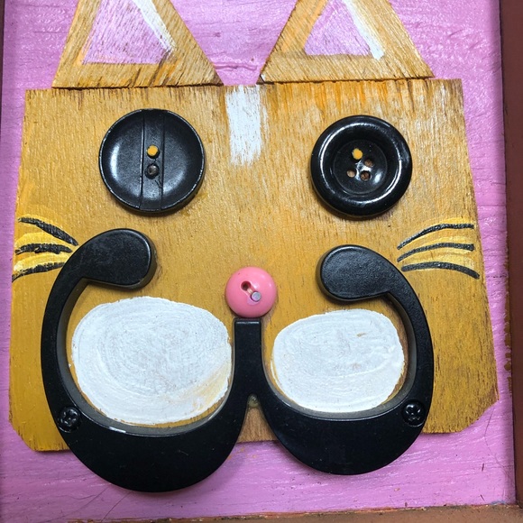 Adorable UpCycled Cat Picture Wood  7.5”x9” - Picture 5 of 6